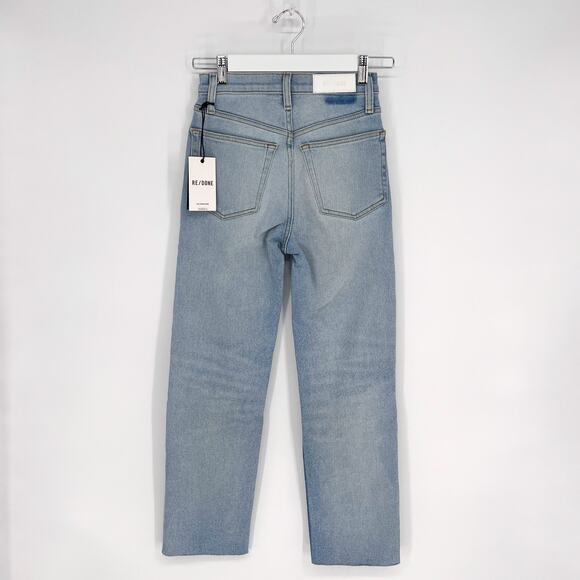 RE/DONE NWT 70s Stove Pipe Distressed Jeans Seawater Destroyed Women’s Size 24 - Picture 9 of 9